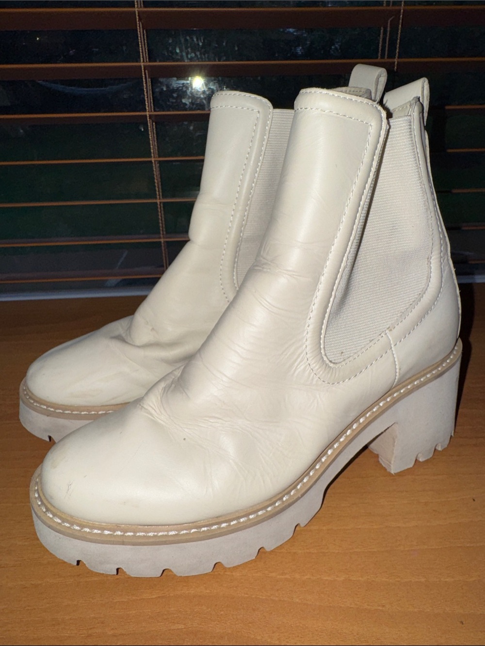 Dolce Vita White Leather Chelsea Platform Heeled Boots